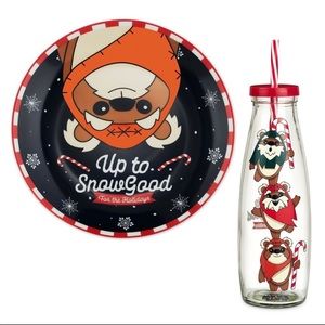 Disney Parks Star Wars Ewok Christmas Milk and Cookie Plate Set